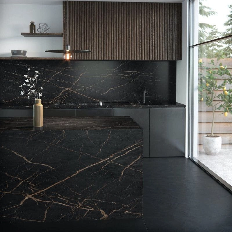 Image of dekton kitchen laurent encimera negra 1 in black-kitchen-countertops - Cosentino