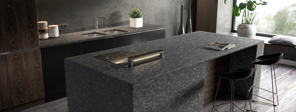 Image of Sensa Kitchen Graphite Grey lr 1 in {{Properties and types of granite – a material that is taking homes by storm}} - Cosentino