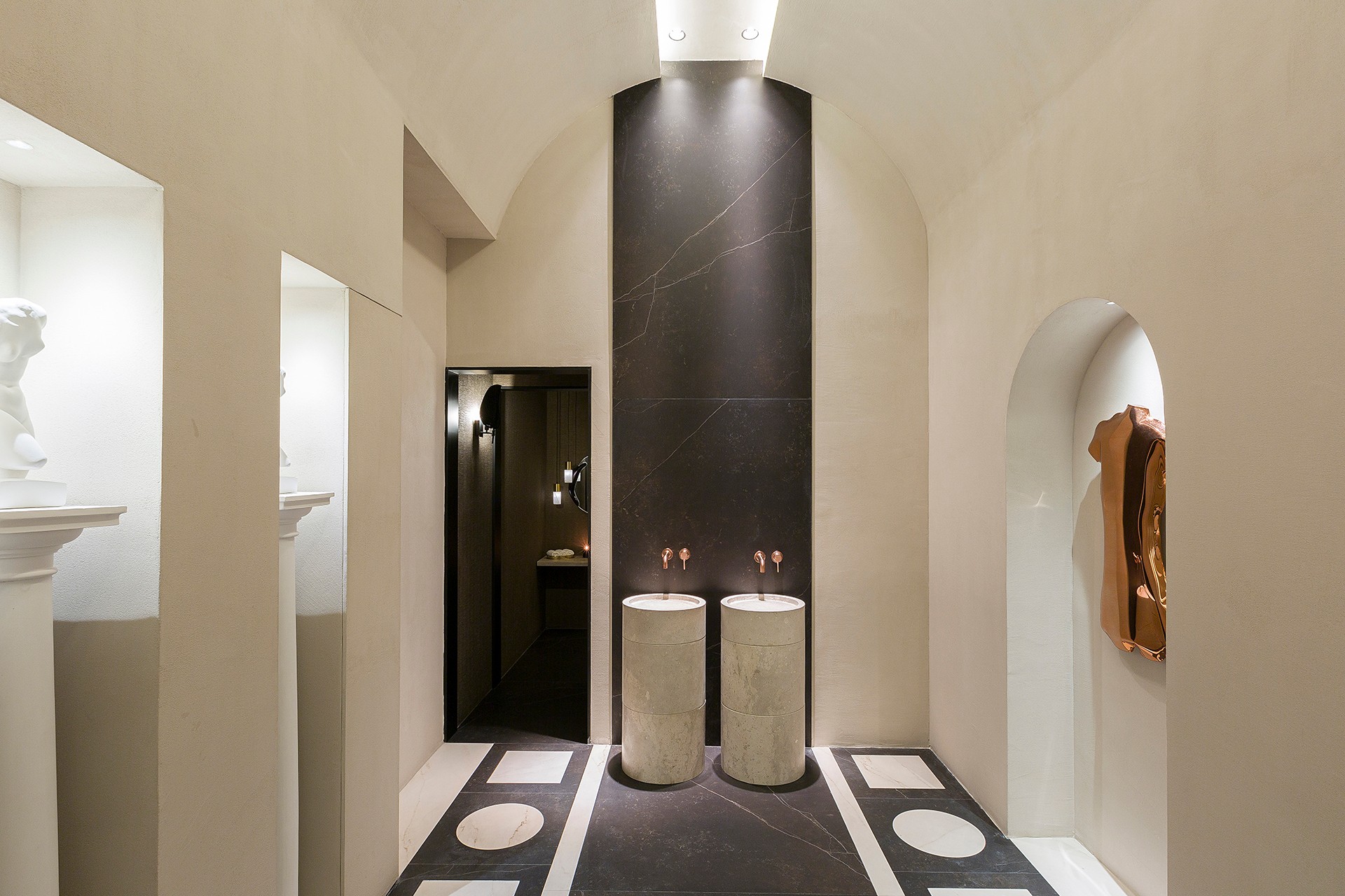 Image of 56. casa decor 2022 espacio somos2studio aseos uso publico bajas 05 1 in A contemporary public toilet design inspired by Roman public baths - Cosentino