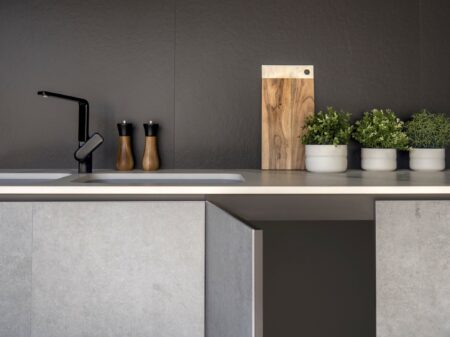 Image of Dekton Slim revestimiento mobiliario en color Kreta baja 3 in Kitchen Sinks - Cosentino