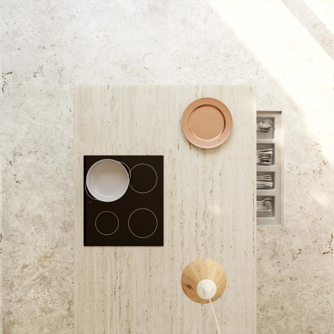 Image of Moodboard Travertino Kode in Travertine: the most iconic stone of Ancient Rome is back, renewed and more durable than ever - Cosentino