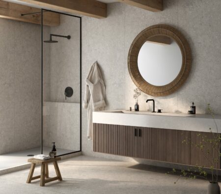 Image of Bathroom Dekton Pietra Kode VK03 Grigio in Biophilic design for your bathroom - Cosentino