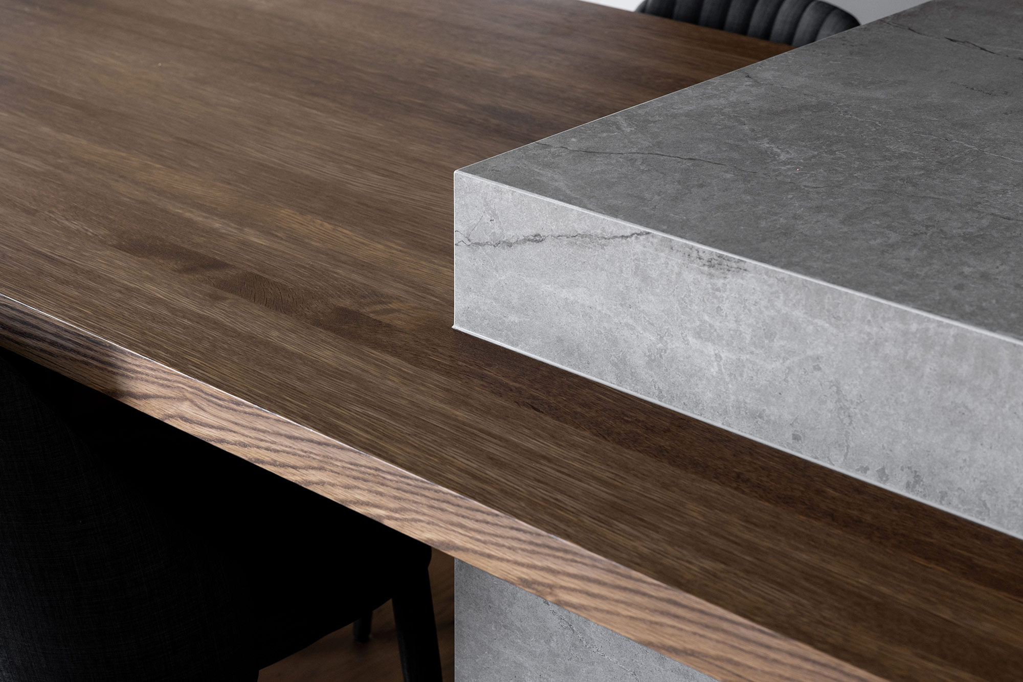 Image of Gulf Harbour 14 in Two Dekton colours to match wood in kitchens and bathrooms - Cosentino