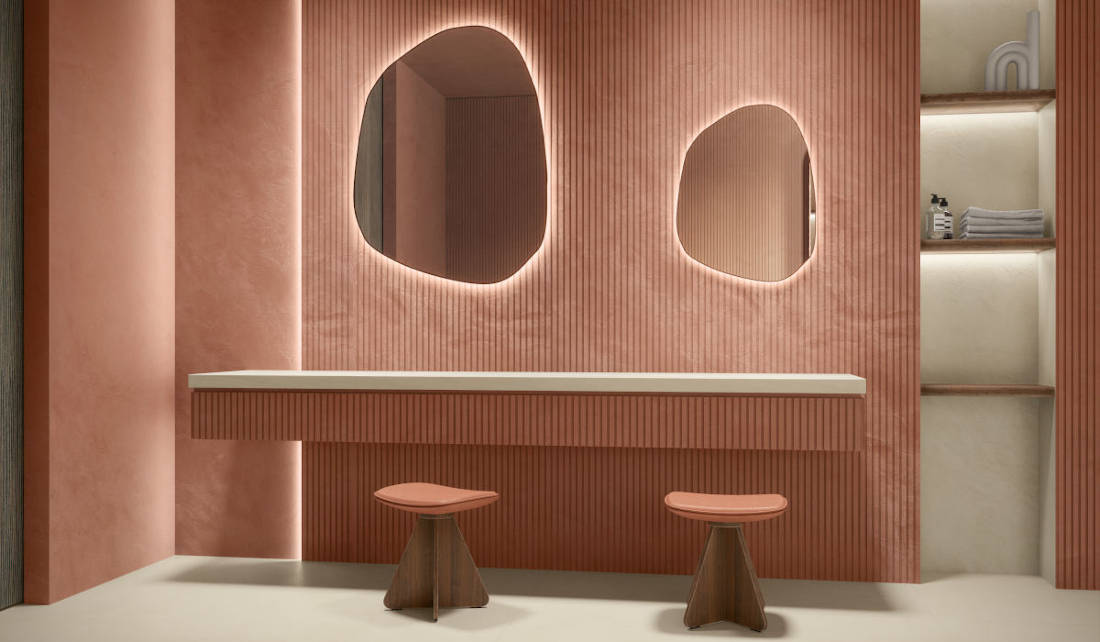 Image of CLAUDIA ANANDA DET 01 1 in Metamorphic, Tom Dixon’s sculptural bathroom featuring Dekton Pietra Kode - Cosentino