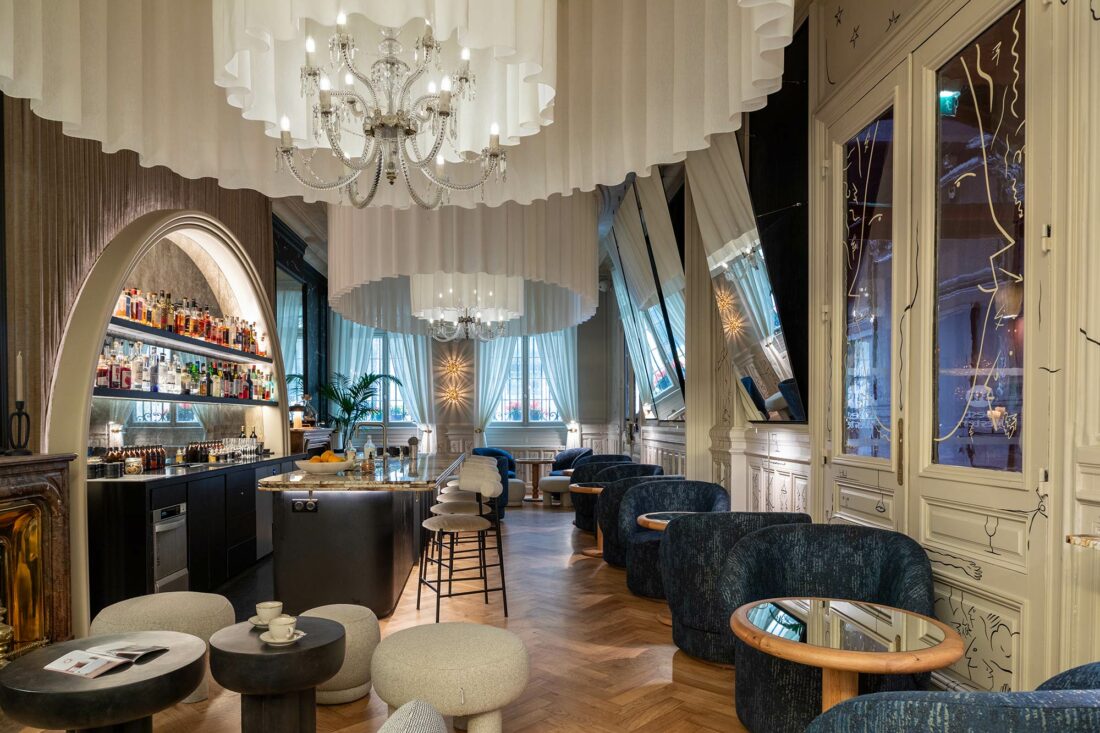 The renovation of Grand Hôtel Français in Bordeaux gets a romantic, modern style using noble materials