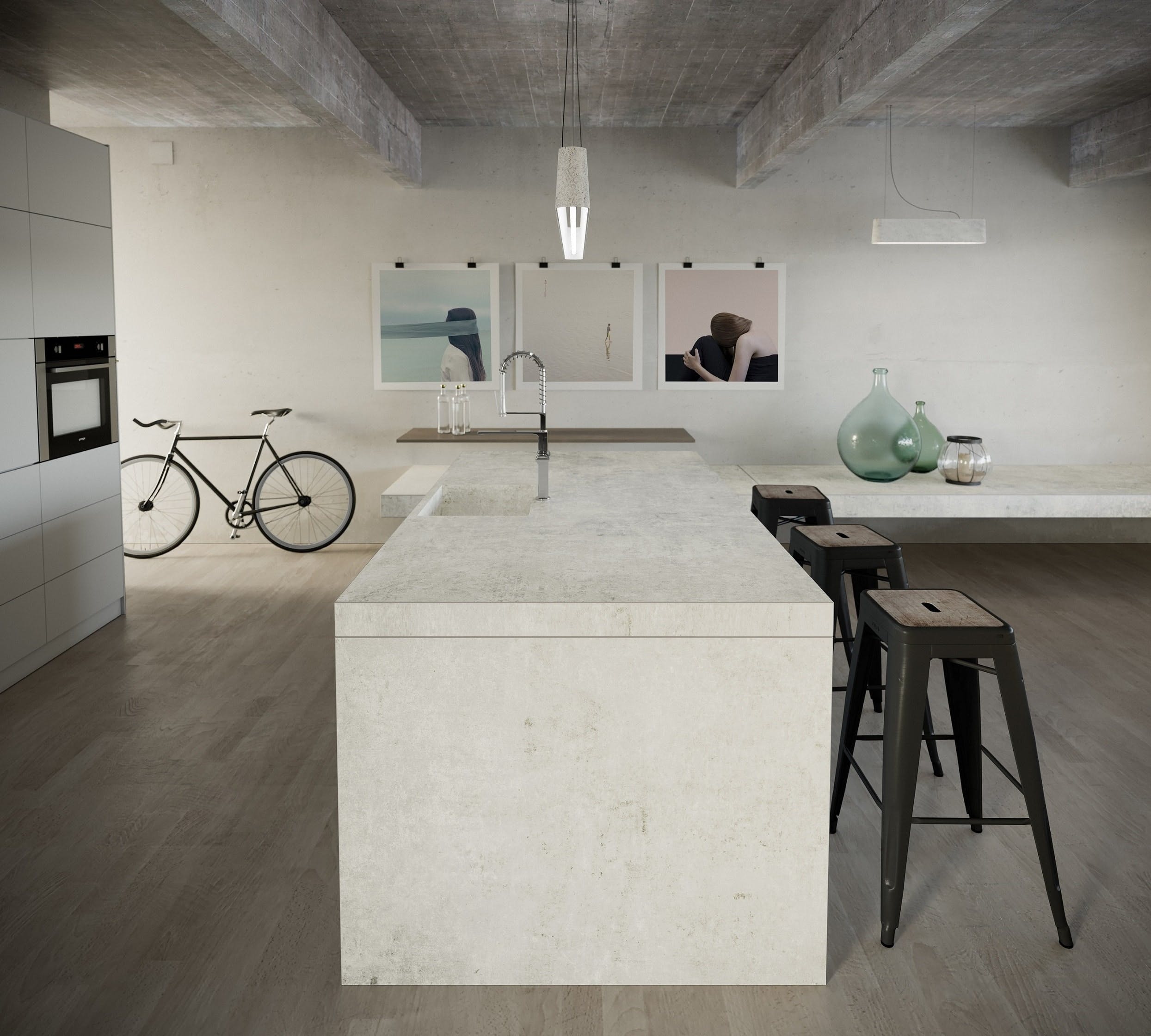 Image of dekton industrial kitchen lunar 3 1 in The Top 7 Kitchen Makeover Trends - Cosentino