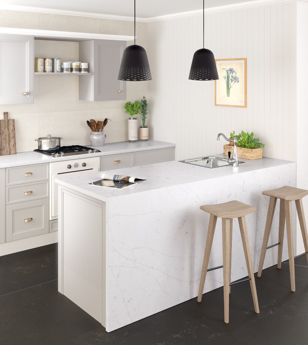 Image of silestone kitchen eternal statuario 3 1 in The Top 7 Kitchen Makeover Trends - Cosentino